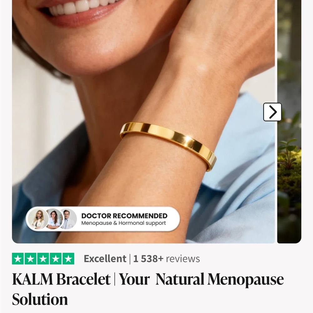 Kalm Bracelet Your Natural Menopause Solution gold magnets bangle - Picture 4 of 10